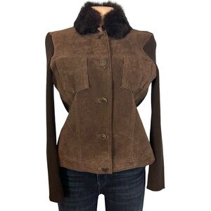Vintage Escapade Suede Knit with Rabbit Fur Trim Jacket